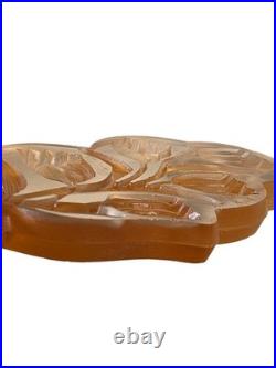 Vintage Czechoslovakia Cut Glass Art Deco Pink Perfume Bottle Floral Stopper