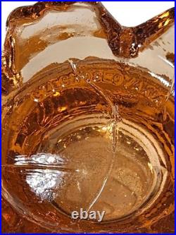 Vintage Czechoslovakia Cut Glass Art Deco Pink Perfume Bottle Floral Stopper