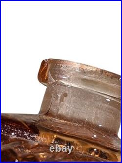 Vintage Czechoslovakia Cut Glass Art Deco Pink Perfume Bottle Floral Stopper