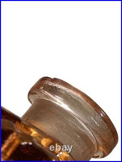 Vintage Czechoslovakia Cut Glass Art Deco Pink Perfume Bottle Floral Stopper