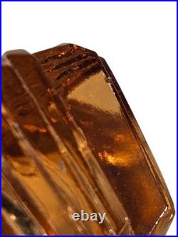 Vintage Czechoslovakia Cut Glass Art Deco Pink Perfume Bottle Floral Stopper