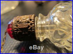 Vintage Czechoslovakia Irice Glass Perfume Bottle with Strawberry Dangle