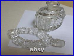 Vintage Czechoslovakian Cut Crystal Perfume Bottle BIG 7 High Art Deco