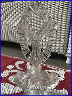 Vintage Czechoslovakian Cut Crystal Perfume Bottle TALL Rare Art Deco