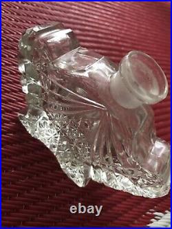 Vintage Czechoslovakian Cut Crystal Perfume Bottle TALL Rare Art Deco