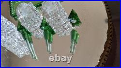 Vintage Czechoslovakian green cut glass perfume bottle set Vintage Czechoslovakian green cut glass perfume bottle set