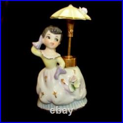 Vintage DEV Lady Perfume Bottle Girl w Umbrella Spray Atomizer