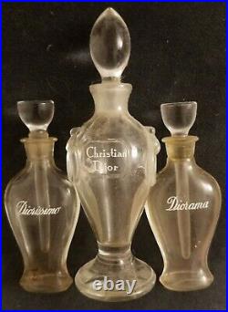 Vintage DIOR Glass Perfume Bottles x 3 Baccarat amphora, Diorissimo & Diorama