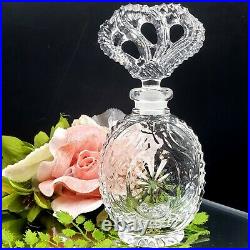 Vintage Daisy Perfume Bottle Stopper Pressed Clear Art Glass 6 Vanity Luxe