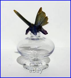 Vintage Daum Decorative Glass Perfume Bottle Butterfly Stopper, Box Included