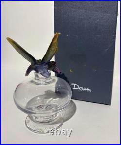 Vintage Daum Decorative Glass Perfume Bottle Butterfly Stopper, Box Included