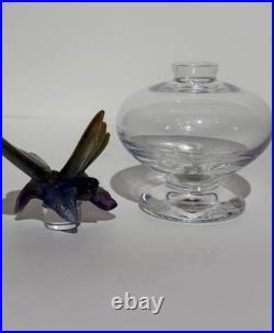 Vintage Daum Decorative Glass Perfume Bottle Butterfly Stopper, Box Included