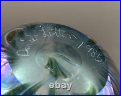 Vintage David Lotton 1985 Art Glass Iridescent Pulled Perfume Bottle With Stopper