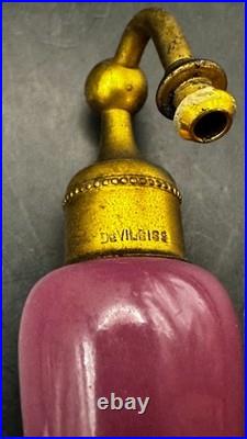 Vintage DeVilbiss Perfume Bottle Atomizer Pink Art Deco Signed 1928