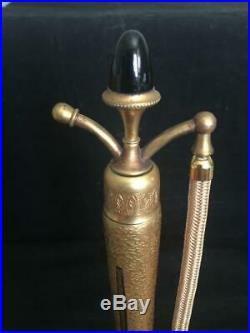 Vintage Devilbiss Art Deco Tall Crystal Gold Encrusted Atomizer Perfume Bottle