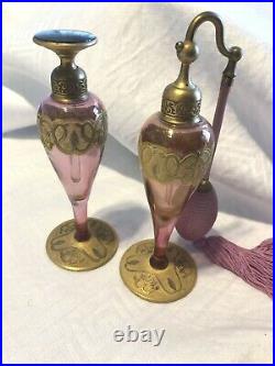 Vintage Devilbiss Atomizer Perfume Set Pink Gold