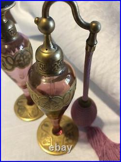 Vintage Devilbiss Atomizer Perfume Set Pink Gold
