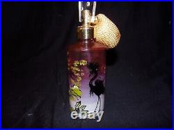 Vintage Devilbiss Glass Perfume Bottle Painted Tree Exotic Bird Scene S250-50