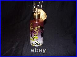 Vintage Devilbiss Glass Perfume Bottle Painted Tree Exotic Bird Scene S250-50