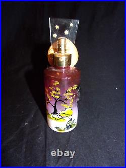 Vintage Devilbiss Glass Perfume Bottle Painted Tree Exotic Bird Scene S250-50