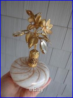 Vintage Devilbiss Or Irice Jeweled Murano Gold Fleck Perfume Bottle Atomizer