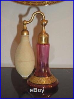 Vintage Devilbiss Signed Pink Art Glass Perfume Bottle Atomizer
