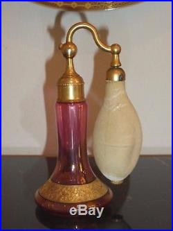 Vintage Devilbiss Signed Pink Art Glass Perfume Bottle Atomizer