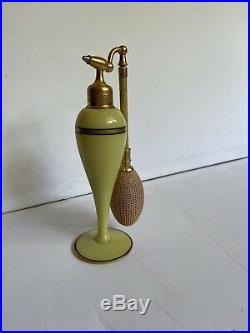 Vintage Devilbiss Yellow Custard Gold Art Deco Perfume Bottle Atomizer RARE