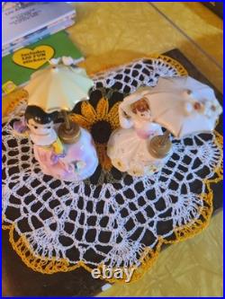 Vintage Devillbis Umbrella girl porcelain perfume bottle LOT Of 2