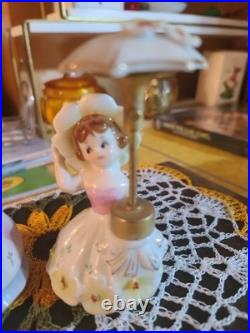 Vintage Devillbis Umbrella girl porcelain perfume bottle LOT Of 2