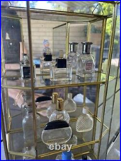 Vintage Display Case Mirrored With Vintage Miniature Perfumes