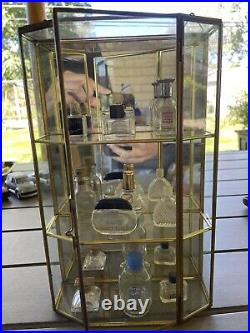 Vintage Display Case Mirrored With Vintage Miniature Perfumes