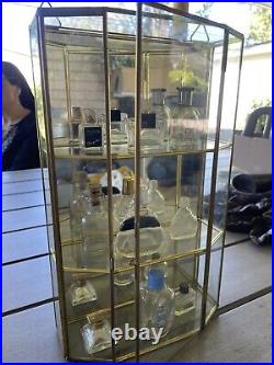 Vintage Display Case Mirrored With Vintage Miniature Perfumes