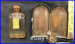 Vintage EMERAUDE De COTY Perfume Splash bottle, Silver Metal Case