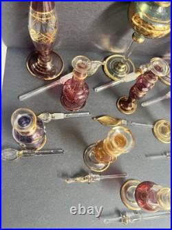 Vintage Egyptian Hand Blown Art Glass Perfume Bottles Lot of 10 Gold Gilt Vintage Egyptian Hand Blown Art Glass Perfume Bottles Lot of 10 Gold Gilt