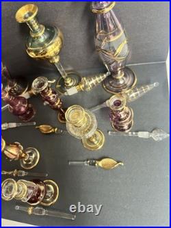 Vintage Egyptian Hand Blown Art Glass Perfume Bottles Lot of 10 Gold Gilt Vintage Egyptian Hand Blown Art Glass Perfume Bottles Lot of 10 Gold Gilt