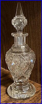 Vintage Elegant Perfume Pressed Glass Bottle with Stopper 8.5 Tall