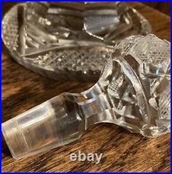 Vintage Elegant Perfume Pressed Glass Bottle with Stopper 8.5 Tall