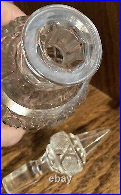 Vintage Elegant Perfume Pressed Glass Bottle with Stopper 8.5 Tall