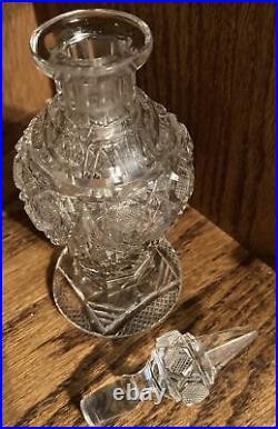 Vintage Elegant Perfume Pressed Glass Bottle with Stopper 8.5 Tall