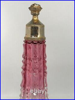Vintage English Rubina Cut Glass Scent Perfume Bottle In Prism Cut