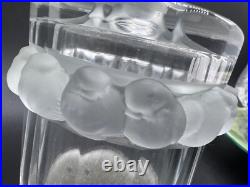 Vintage Estate Lalique Crystal Perfum Bottle Bird Chick Scroll Art Glass Signed