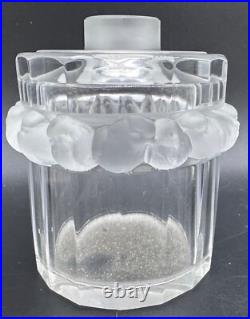 Vintage Estate Lalique Crystal Perfum Bottle Bird Chick Scroll Art Glass Signed