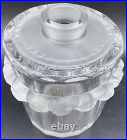 Vintage Estate Lalique Crystal Perfum Bottle Bird Chick Scroll Art Glass Signed