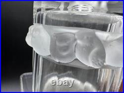 Vintage Estate Lalique Crystal Perfum Bottle Bird Chick Scroll Art Glass Signed