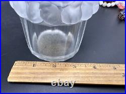 Vintage Estate Lalique Crystal Perfum Bottle Bird Chick Scroll Art Glass Signed