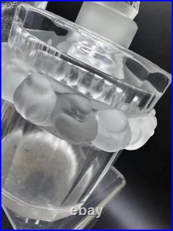 Vintage Estate Lalique Crystal Perfum Bottle Bird Chick Scroll Art Glass Signed