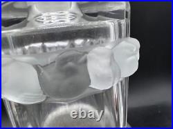 Vintage Estate Lalique Crystal Perfum Bottle Bird Chick Scroll Art Glass Signed