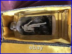 Vintage Etched Glass Bottle with Asian Lady