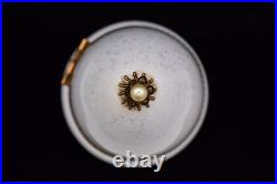 Vintage Evans Egg MCM Perfume Holder 2 Bottles White Glass Gold Tone Signed